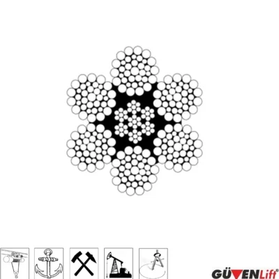 6x36 celik ozlu warrington seale celik halat