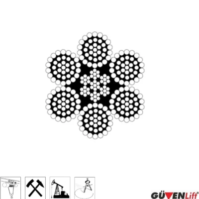 6x37 celik ozlu standart celik halat