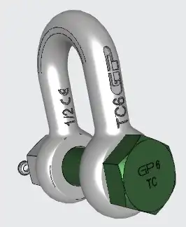 u tipi somunlu green pin kilit 3d cizim